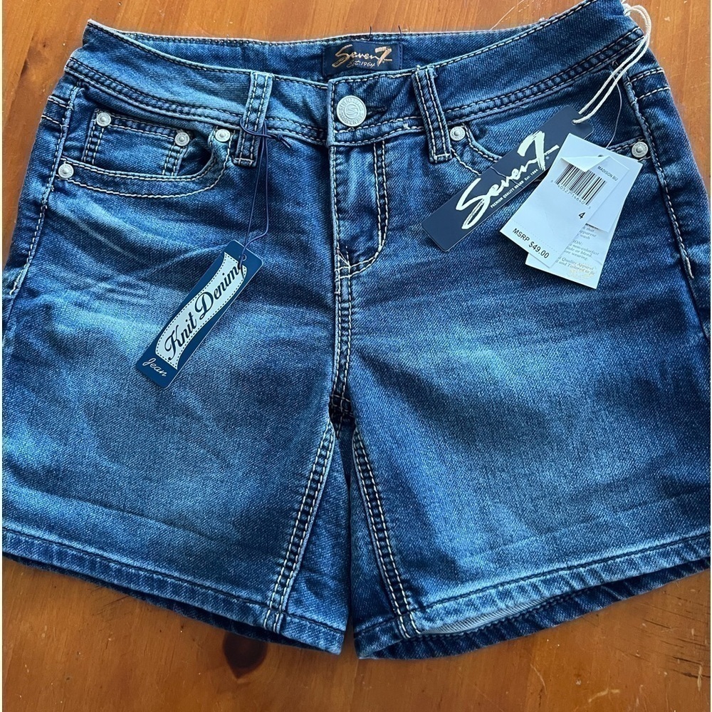Seven7 Dark Blue Denim Jean Shorts